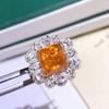 Celebre Live Venta Caliente Nuevo Producto Torre de Azúcar Cristal Naranja Simulado Anillo de Apertura Totalmente Diamantado Anillo de Moda de Alta Gama para Mujer