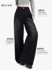 Jeans de mujer de cintura alta directos de fábrica para verano y otoño, corte holgado, que ocultan las caderas, favorecen las proporciones, pantalones de pierna ancha con caída, pantalones rectos versátiles
