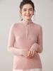 Estilo Sencillo y Lujoso, Ajuste Ceñido, Suéter de Cachemira con Media Cremallera, Tejido de Punto con Cuello Alto, Suéter Elegante de Color Sólido para Mujer
