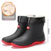 Botas de lluvia de moda, botas de goma antideslizantes, botas de pesca para hombre de caña corta con forro polar, modernas de caña baja a media pantorrilla, cálidas y resistentes al desgaste, botas de agua