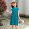 Roupa de Verão 2026 para Meninas: Qipao Leve de Manga Curta, Vestido Chinês Melhorado de Comprimento Médio para Crianças, Roupa Infantil