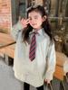 Corbata corta JK para niños, camisa de estilo universitario japonesa con lunares rojos para estudiantes de primaria, uniforme, accesorios gratuitos
