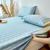 Sábana de algodón de tela gruesa vieja de una sola pieza, verano, 100% algodón, cama individual para dormitorio, cama individual, hogar, doble, funda de almohada, juego de tres piezas, 2