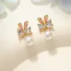 Brincos de Prata S925 Agulha Coelho Pet Fofo Esmalte Gota Glace Brincos Doces de Nicho Femininos Brincos Novos Tendência 2025