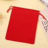 Bolsas de terciopelo con cordón personalizadas, Bolsas de terciopelo a prueba de polvo para almacenamiento de regalos de joyería, Bolsas pequeñas de terciopelo con cordón