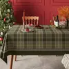 Mantel de Año Nuevo y Navidad Impermeable Mantel de Atmósfera Tela de Hilo Decoración Cuadros Rojos Acción de Gracias Mantel Largo