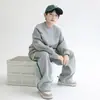Conjunto Infantil 2026 Otoño Nuevo de Moda Fresco Sudadera y Pantalones de Pierna Ancha Conjunto de Dos Piezas para Niños Mayores, Gris Casual