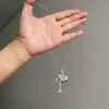 Colar com Pingente Cruz Coração de Zircônia Doce Cool Personalidade de Nicho Menina Versátil Corrente Clavícula Colares Simples e Modernos