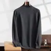 Nuevo suéter de cachemira para hombre con mangas raglán, de manga larga, de lana de moda para negocios, tejido de punto, cuello semi alto, suéter de color liso