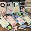 Collar con cordón de bola colorida con parche de cachorro se transforma instantáneamente en una funda compatible con iPhone 17 Pro Max de cielo estrellado de dopamina para iPhone 16