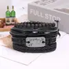 Pulsera de Cuero Tejida a Mano Retro Creativa de Aleación Flecha a Través del Corazón DIY Set de 4 Piezas Joyería de Cuero