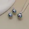 Brincos de Pérola de Princesa com Acabamento de Luxo, Cinza-Prata, Tarraxas de Pérola Simples e Versáteis, Conjunto de Pingente de Madrepérola para Mulheres, Transmissão ao Vivo