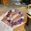 Pulsera de Cristal Morado para Mujer, Nueve Piedras Naturales Moradas de Fuego, Diseñada con Piedras Grandes y Sin Grabado, para la Buena Suerte en el Año Zodiacal