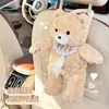 Caixa de Lenço de Carro Ursinho de Pelúcia Boneco de Desenho Animado Multifuncional Caixa de Lenço Suspensa para Banco de Carro Bolsa de Lenço para Encosto