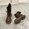 Botas de cuero casual retro, botas Martin para mujer que aumentan la altura, elegantes botas de moda estilo británico de doble uso, de media pantorrilla, con suela gruesa, plegables