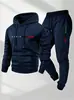 Conjunto Esportivo com Capuz e Cordão Moda Casual Europeu Unissex Estampa de Letras Paris
