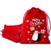 Saco de flanela vermelha de Natal, saco de presente com boca de viga, bolsa de maçã de Natal quente, saco de embalagem de biscoito de doces