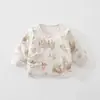Camisa de algodão colorida para bebê com costas em V A-class algodão puro 0-3 meses bebê recém-nascido manga longa algodão 40g roupas justas Roupa infantil Anyang