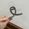 Francês Retro Beads Grab Clip Feminino Médio Cabelo Acessórios para Cabelo para a Parte de Trás da Cabeça