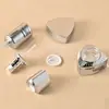 Botella de Vidrio Triangular Set 30ml-120ml Veta Plateada, Botella para Cuidado de la Piel Líquido Plateado Perlado, Botella para Crema 50g