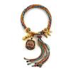Cuerda de Mano Tibetana Thangka Cuerda de Algodón Enrollada a Mano Pulsera Trenzada Ojo del Dios de la Riqueza de Cinco Vías Zakiram Tara Verde Perla Thangka