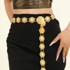 Nueva moda europea y americana cadena de cintura con borlas flor hueca estilo étnico decoración de cintura de baile anillo único hebilla doble accesorios Dai