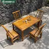 Juego de Mesa y Sillas de Bambú para Patio Retro Uso en Exteriores para el Hogar Silla con Respaldo Taburete Productos Cuadrados y Largos de Bambú Antiguos Muebles