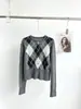 Cárdigan de Punto de Lana con Patrón de Diamantes Cuello Redondo 25 Invierno Nuevo Estilo Elegante Versátil Estilo Perezoso Estilo Universitario Manga Larga Otoño Invierno