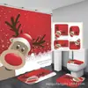 Cortina de chuveiro com estampa digital 3D, à prova d'água e resistente a mofo, conjunto de cortinas de banheiro com tema de Natal, tecido impermeável espessado para o banheiro