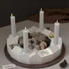 Casa de Natal Escandinava DIY Papoula Fileira Meia-Lua Casa de Gesso Castiçal Recipiente para Velas Enfeites Molde de Silicone