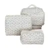 Bolsa de Maquillaje Floral Blanco y Negro Noche Oscura Bolsa Sencilla para Guardar Cosméticos Estilo Girly Pequeña Fresca Portátil Bolsa de Maquillaje para Estudiante