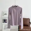 Lulu Bling Modelo de Contrapunto Media Cremallera Ajustado Manga Larga de Golf Transpirable Running Deportes Yoga Camiseta