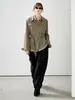 Jaqueta de Trabalho Aristocrática Old Money 100% Linho Feminina Outono Gola Lapela Camisa Grossa Cintura Marcada Cardigã de Linho de Alto Padrão para o Trabalho