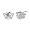 Pendientes Transfronterizos de Moissanita de 5 mm con Grandes Alas en Forma de Abanico, Pendientes de Plata de Ley S925, Sensación de Lujo Ligero y Gama Alta, Joyería para Orejas con Aguja Plateada