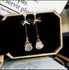 Pendientes de borla con piedra de ojo de gato, estilo coreano, sencillos, combinables, con lazo pequeño y fresco, pendientes largos y elegantes para mujer.