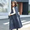 Vestido chaleco de mezclilla talla grande, de longitud media, colección primavera/otoño 2025, estilo coreano, moderno y a la moda, con bolsillos grandes, otros artículos