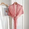 Xale estilo coreano para mulheres, novo modelo 2026, lenço triangular de linho de seda gelada, lenço de tricô com proteção solar de verão, xale cheongsam