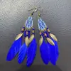 Pendientes Largos con Patrón Vintage, Cuentas de Arroz y Borlas, Joyería de Oreja Exagerada Bohemia al por Mayor