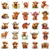 50 Pegatinas de Graffiti de Vacas Highland para Equipaje, Teléfono, Decoración de Computadora, Pegatinas de Dibujos Animados Impermeables para Niños al por Mayor