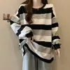 Sudeste Asiático 2025 Sudadera Rayas Retro Americanas para Mujer Primavera y Otoño Delgada Holgada Estilo Perezoso Mangas Largas Tops para Mujer Modernos