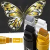 Caneta marcadora acrílica artística de 15mm nas cores dourado, prata e branco para pintura estudantil, grafite em pôsteres, caneta marcadora de secagem rápida e à prova d'água
