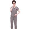 Conjunto de dos piezas de jersey holgado y cómodo de verano para madres de mediana edad y ancianas, top informal de manga corta y pantalón, traje de mujer