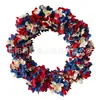 Guirlanda Personalizada para o Dia da Independência, Venda Quente Transfronteiriça, Pendente de Porta Bordado Vermelho, Branco e Azul, Decoração de Flores Artificiais para Parede Comemorativa