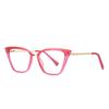 Gafas planas con resorte TR90 y patillas de metal, modernas, con diseño de ojo de gato y borde cruzado, antiazules, con montura de leopardo, 2069