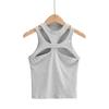 Chaleco pequeño hueco sexy de verano de estilo europeo y americano para mujer, diseño de cuello redondo a la moda, top con tirantes de color sólido
