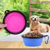 Comedero de Silicona para Mascotas con Marco de Plástico Portátil para Exteriores Plegable Telescópico Comedero para Perros Cubeta de Silicona para Perros Utensilios para Comer Mascotas
