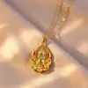 Flor de Arena Dorada Florece Ver Flor de Loto de Buda Giro de Suerte Collar Nuevo Estilo Sentido de Alta Gama Flor de Loto Tridimensional Pequeño Colgante de Buda Regalo para Novia