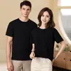 Ropa de trabajo DIY peso pesado comercio exterior camiseta cultura de equipo manga corta algodón 205g cuello redondo se puede imprimir logo