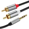 [Alta Qualidade] Cabo de Áudio 1/2 3,5mm para Plug Duplo RCA Conexão de Celular Conexão de Áudio Cabo para Subwoofer