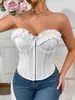 Corsé strapless para ceñir la cintura para usar sobre la ropa, estilo europeo y americano, encaje, sexy, chica hot, estilo de deseo puro, top moldeador de ballenas, corte ajustado